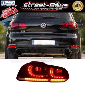 ΦΑΝΑΡΙΑ ΠΙΣΩ [SEQ LED] *RED SMOKE* ΜΕ ΔΥΝΑΜΙΚΗΣ ΑΚΟΛΟΥΘΙΑΣ ΦΛΑΣ VW GOLF 6