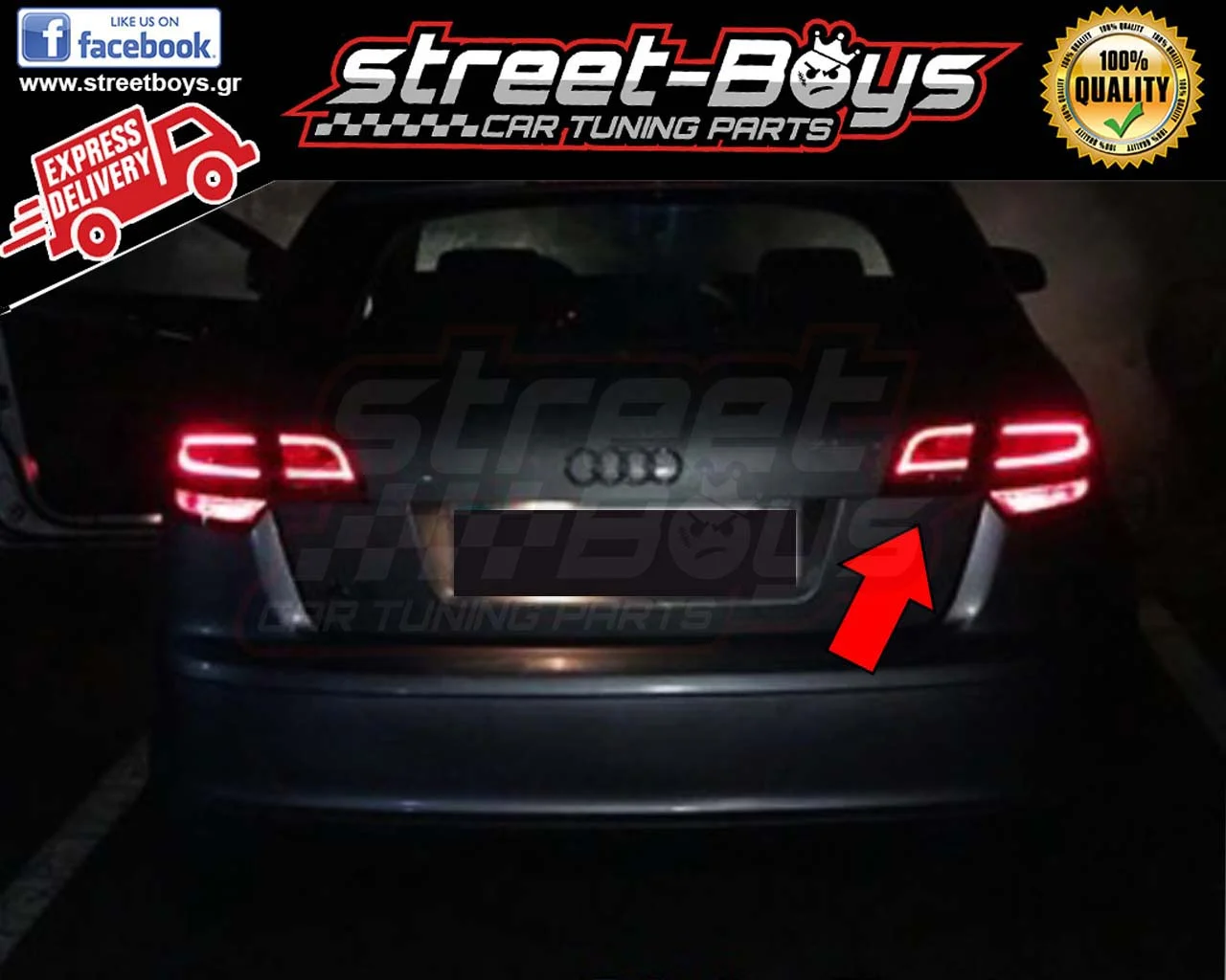 ΦΑΝΑΡΙΑ ΠΙΣΩ *LED* BLACK SMOKE AUDI A3 8P SPORTBACK (2004-2008) [V2.4]