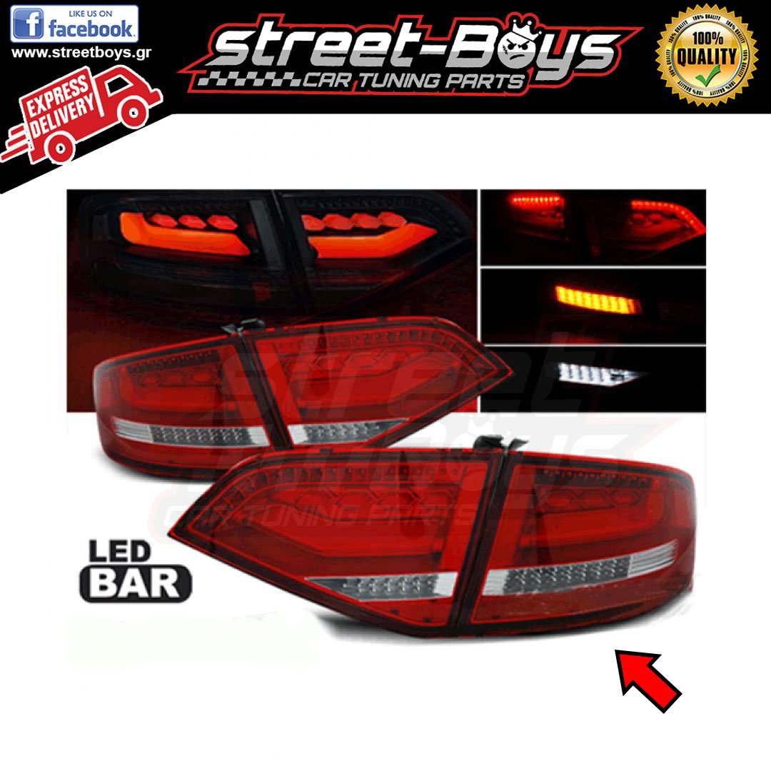 ΦΑΝΑΡΙΑ ΠΙΣΩ *LED* RED WHITE AUDI A4 B8 SEDAN (20082011) STREET BOYS