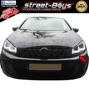 ΦΑΝΑΡΙΑ ΕΜΠΡΟΣ [U-LED DRL] *BLACK* VW GOLF 6