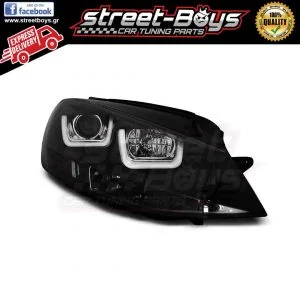 ΦΑΝΑΡΙΑ ΕΜΠΡΟΣ [U-LED DRL] *BLACK* VW GOLF 7