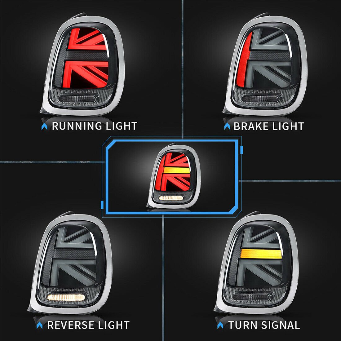 ΠΙΣΩ ΦΑΝΑΡΙΑ UK BLACK DYNAMIC LED MINI COOPER F55 F56 F57 (2014-2020) - Image 2