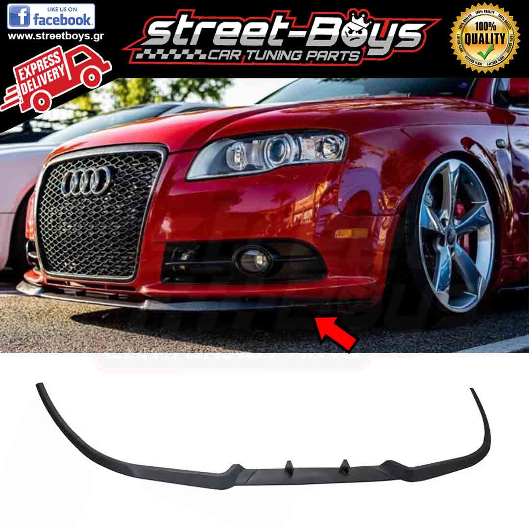 thumbnail image 2 of Ingo Noak Tuning Front Spoiler Lip 'Sword' For Audi A4 B7 (8E) - ABS, Matt Black, With ABE 2 of 5