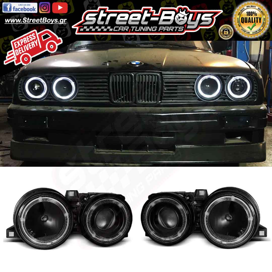 ΜΠΡΟΣΤΑ ΦΑΝΑΡΙΑ ΜΑΥΡΑ ANGEL EYES BMW E30 (1982-1994)