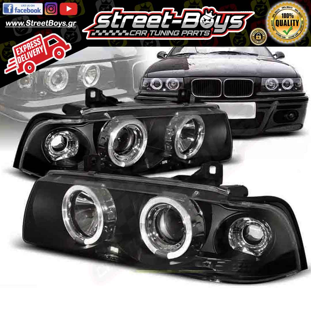 ΜΠΡΟΣΤΑ ΦΑΝΑΡΙΑ ΜΑΥΡΑ ANGEL EYES BMW E36 (1990-1999)