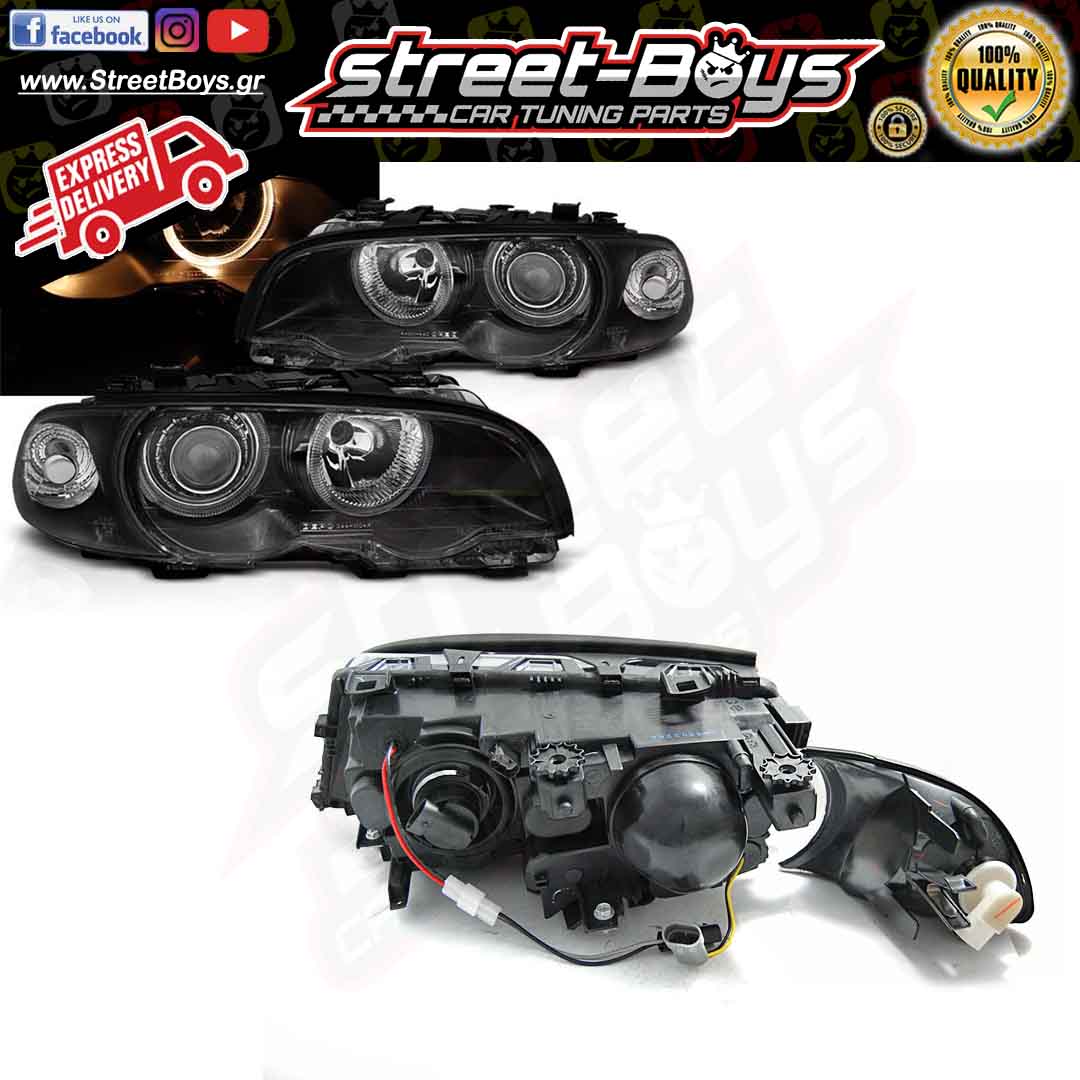 ΜΠΡΟΣΤΑ ΦΑΝΑΡΙΑ ΜΑΥΡΑ ANGEL EYES BMW E46 COUPE (1999-2003) - Image 3
