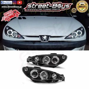 ΜΠΡΟΣΤΑ ΦΑΝΑΡΙΑ ΜΑΥΡΑ ANGEL EYES PEUGEOT 206 (1998-2002)
