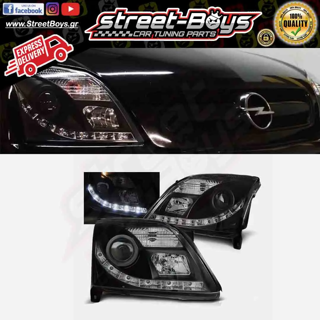 ΜΠΡΟΣΤΑ ΦΑΝΑΡΙΑ ΜΑΥΡΑ DAYLIGHT OPEL VECTRA C (2002-2005)