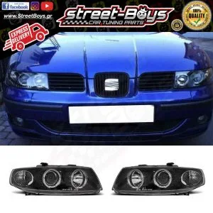 ΜΠΡΟΣΤΑ ΦΑΝΑΡΙΑ ΜΑΥΡΑ ANGEL EYES SEAT LEON 1M & TOLEDO (1999-2004)