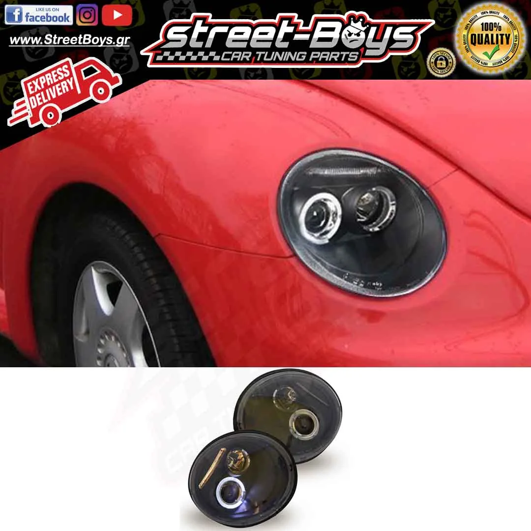 ΜΠΡΟΣΤΑ ΦΑΝΑΡΙΑ ΜΑΥΡΑ ANGEL EYES VW BEETLE (1998-2005) - Image 3
