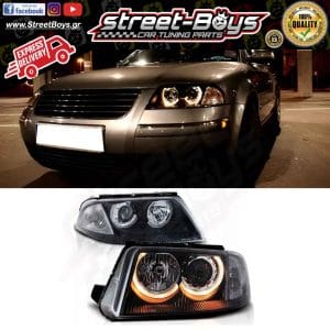 ΜΠΡΟΣΤΑ ΦΑΝΑΡΙΑ ΜΑΥΡΑ ANGEL EYES VW PASSAT B5 FACELIFT (2000-2005)