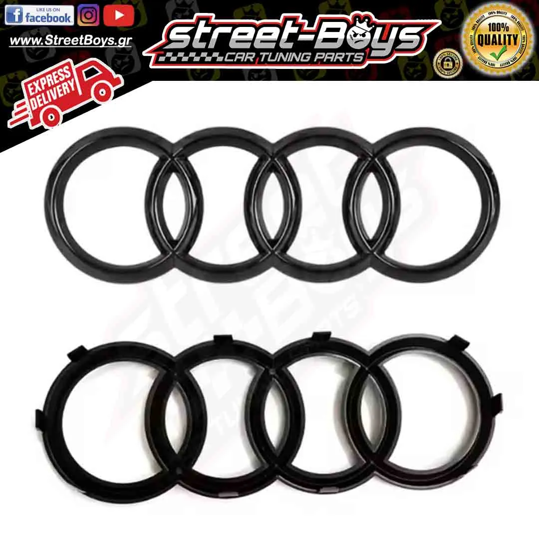 ΣΗΜΑ AUDI ΜΑΥΡΟ ΛΟΓΟΤΥΠΟ AUDI ΜΑΥΡΑ ΔΑΧΤΥΛΙΔΙΑ ΜΑΣΚΑΣ (28,5cm) - Image 2