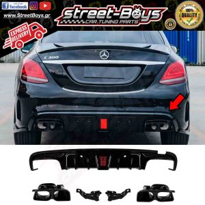 SPOILER [BRABUS TYPE] ΔΙΑΧΥΤΗΣ ΠΙΣΩ ΠΡΟΦΥΛΑΚΤΗΡΑ ΜΕ ΜΑΥΡΕΣ ΜΠΟΥΚΕΣ MERCEDES BENZ W205 AMG (2014-2019)
