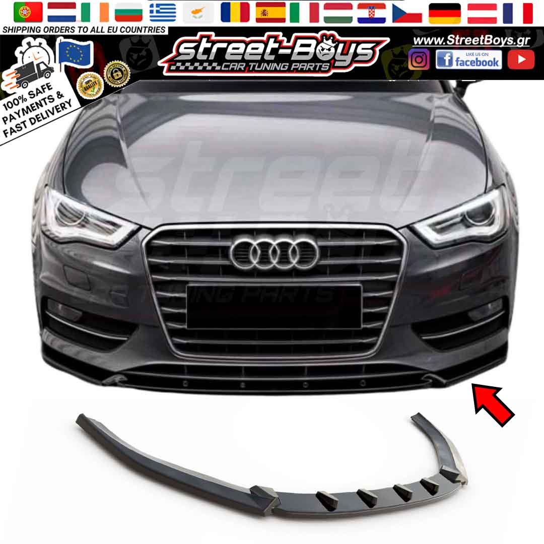 LIP SPOILER EXTENSION ΜΠΡΟΣΤΑ ΠΡΟΦΥΛΑΚΤΗΡΑ AUDI A3 8V HATCHBACK SPORTBACK STANDARD (2013-2016)