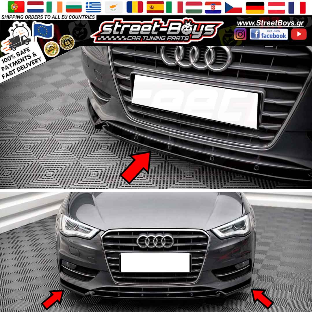 LIP SPOILER EXTENSION ΜΠΡΟΣΤΑ ΠΡΟΦΥΛΑΚΤΗΡΑ AUDI A3 8V HATCHBACK SPORTBACK STANDARD (2013-2016) - Image 2