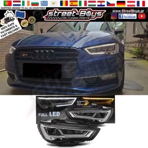 ΜΠΡΟΣΤΑ ΦΑΝΑΡΙΑ FULL LED [SEQ DRL] ΜΕ ΔΥΝΑΜΙΚΗΣ ΑΚΟΛΟΥΘΙΑΣ ΦΛΑΣ AUDI A3 8V (2012-2016)