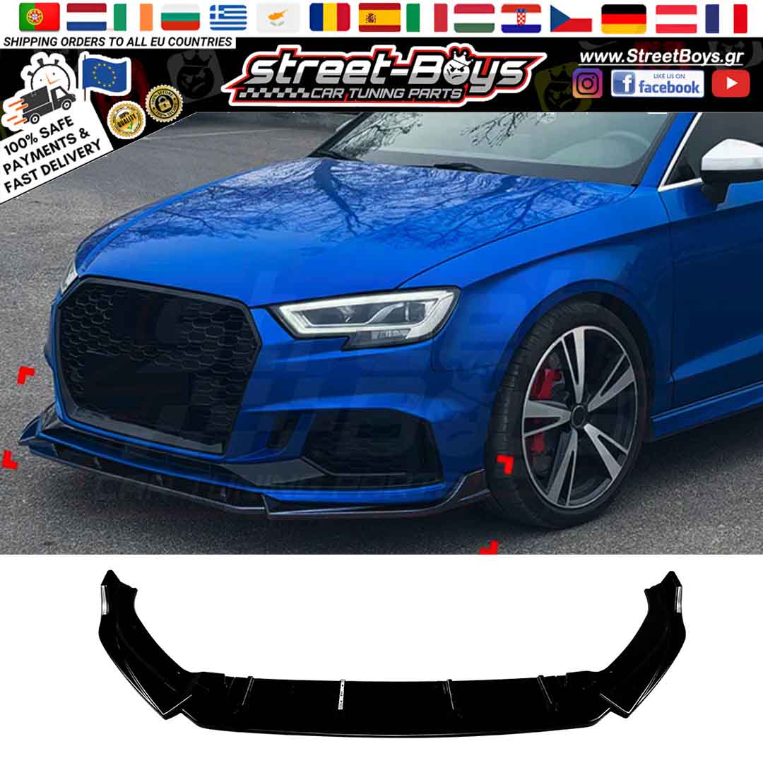 LIP SPOILER EXTENSION ΜΠΡΟΣΤΑ ΠΡΟΦΥΛΑΚΤΗΡΑ AUDI A3 8V RS3 FACELIFT (2017-2020)