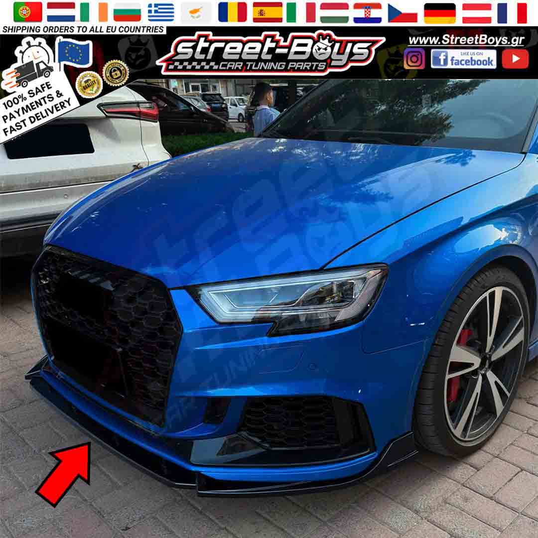 LIP SPOILER EXTENSION ΜΠΡΟΣΤΑ ΠΡΟΦΥΛΑΚΤΗΡΑ AUDI A3 8V RS3 FACELIFT (2017-2020) - Image 2