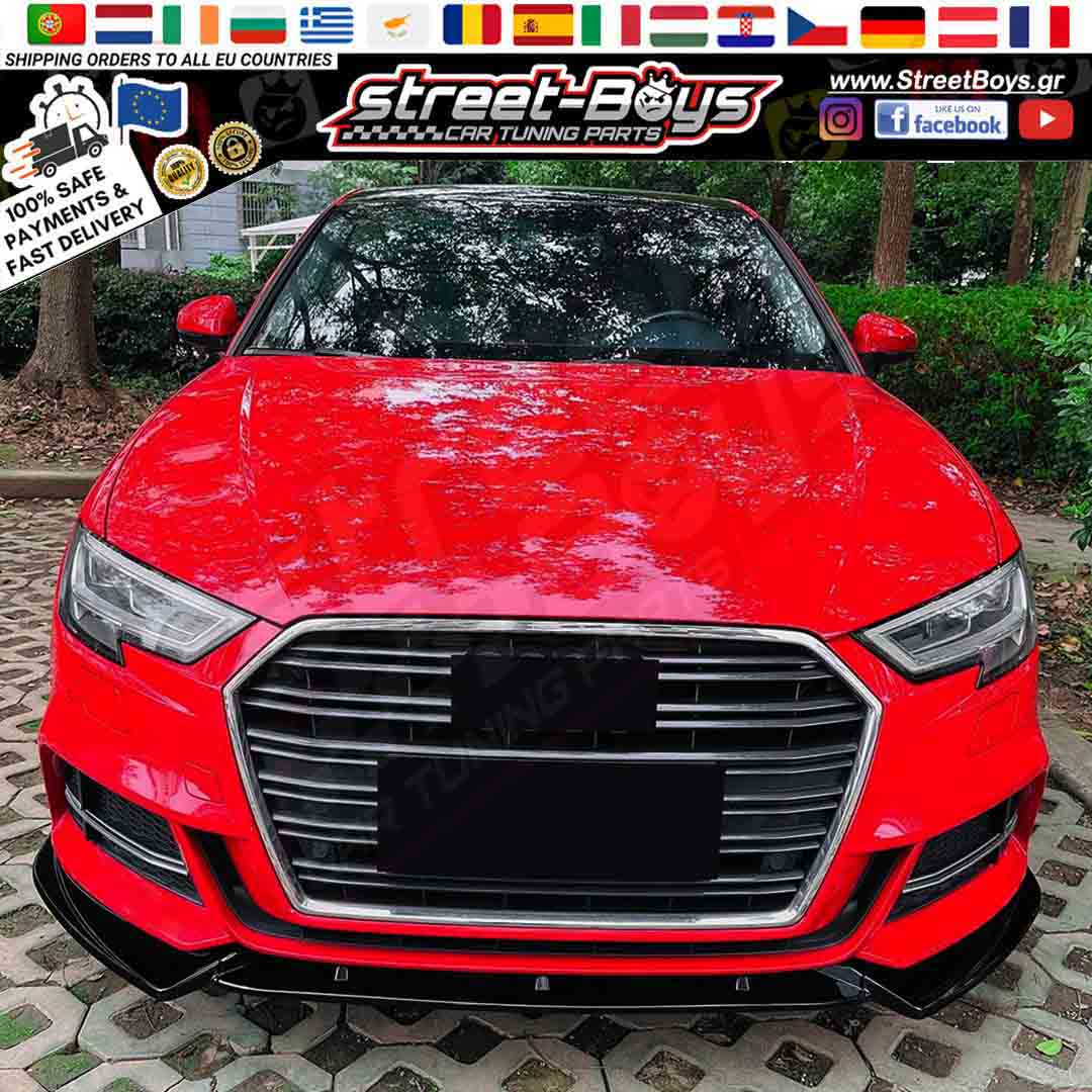LIP SPOILER EXTENSION ΜΠΡΟΣΤΑ ΠΡΟΦΥΛΑΚΤΗΡΑ AUDI A3 8V S-LINE FACELIFT (2017-2020) - Image 2