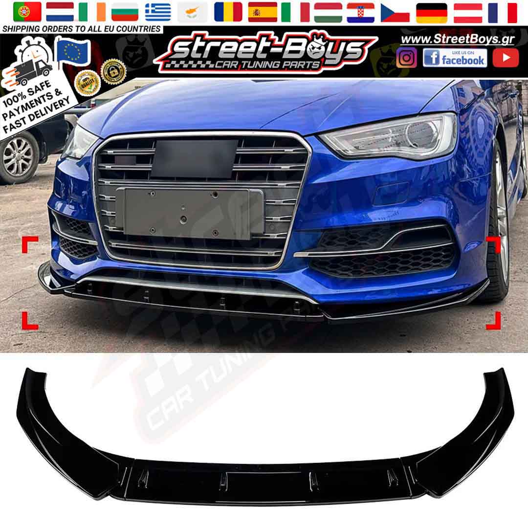 LIP SPOILER EXTENSION ΜΠΡΟΣΤΑ ΠΡΟΦΥΛΑΚΤΗΡΑ AUDI A3 8V S-LINE PRE FACELIFT (2013-2016)