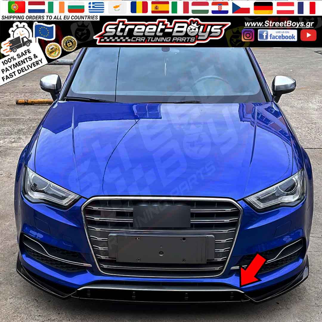 LIP SPOILER EXTENSION ΜΠΡΟΣΤΑ ΠΡΟΦΥΛΑΚΤΗΡΑ AUDI A3 8V S-LINE PRE FACELIFT (2013-2016) - Image 3