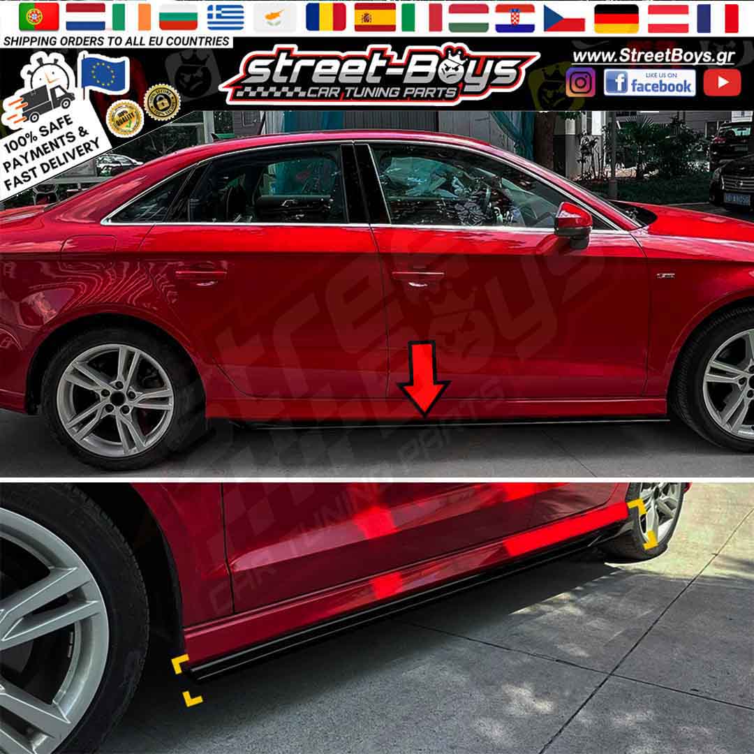 ΜΑΡΣΠΙΕ SET ΠΛΑΪΝΑ SPOILER EXTENSION AUDI A3 8V S-LINE (2013-2020) - Image 2